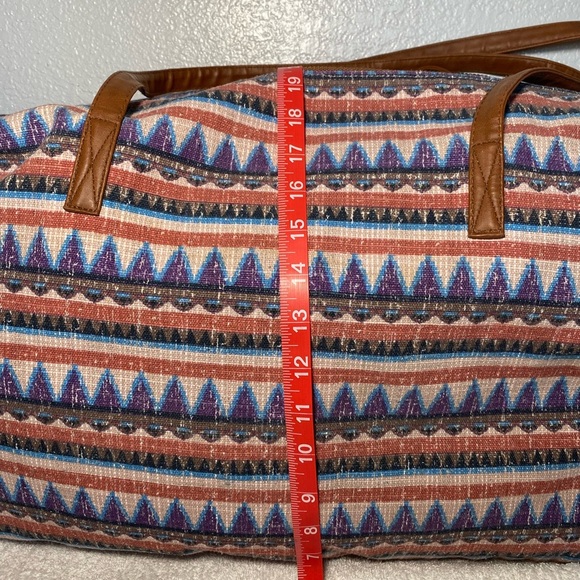 Mossimo Supply Co. Multicolor Patterned Tote with Brown Straps - Picture 5 of 7